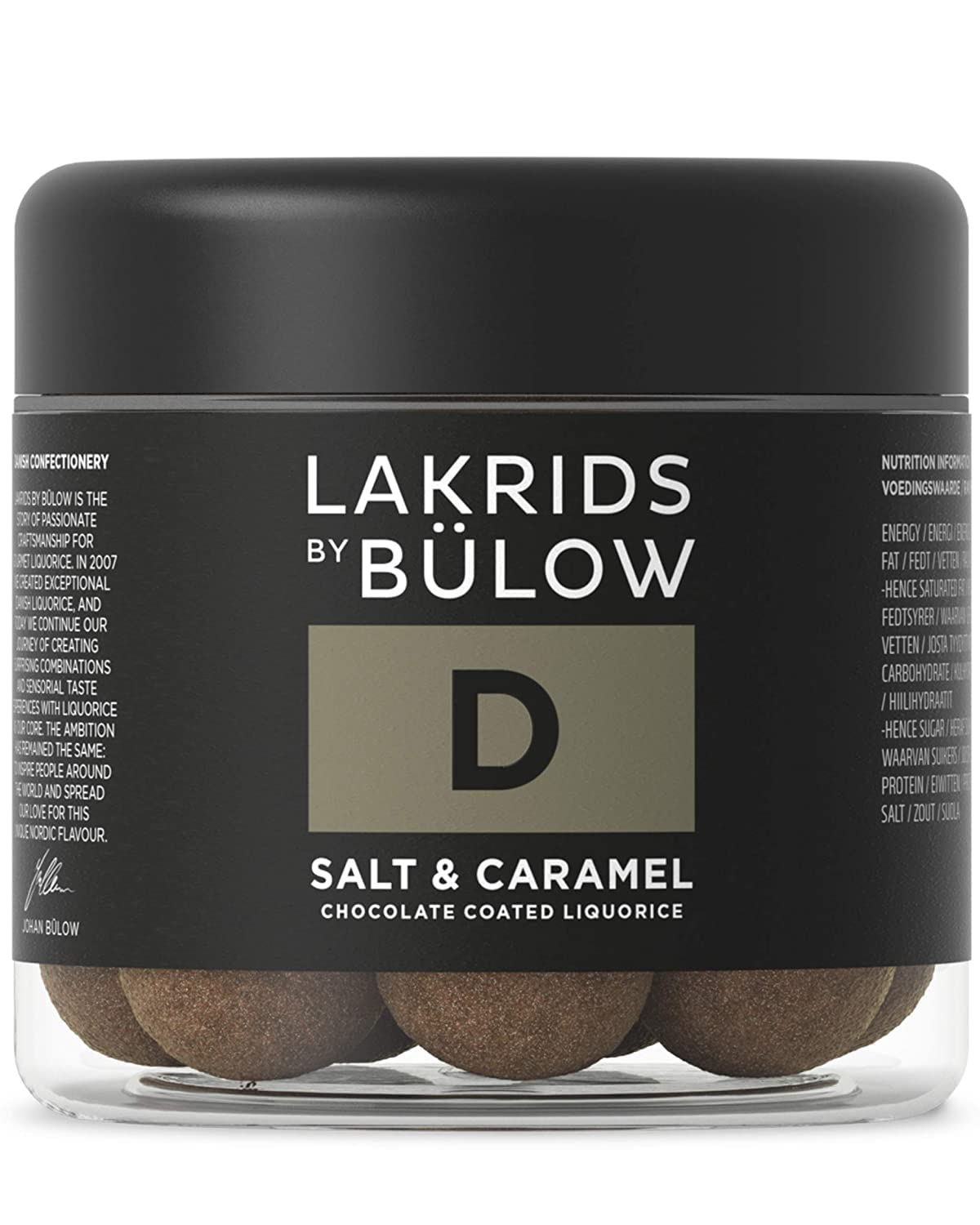 LAKRIDS BY BÜLOW - D - Salt & Caramel - 10.4 oz - Chocolate Coated Gourmet Licorice - Authentic Scandinavian Candy Produced in Denmark