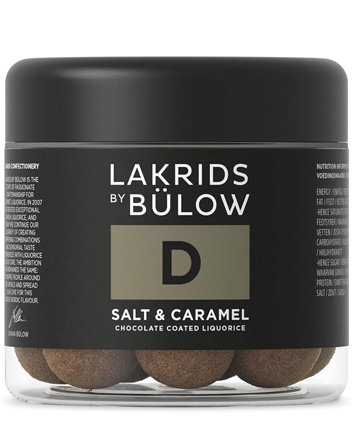 LAKRIDS BY BÜLOW - D - Salt & Caramel - 10.4 oz - Chocolate Coated Gourmet Licorice - Authentic Scandinavian Candy Produced in Denmark