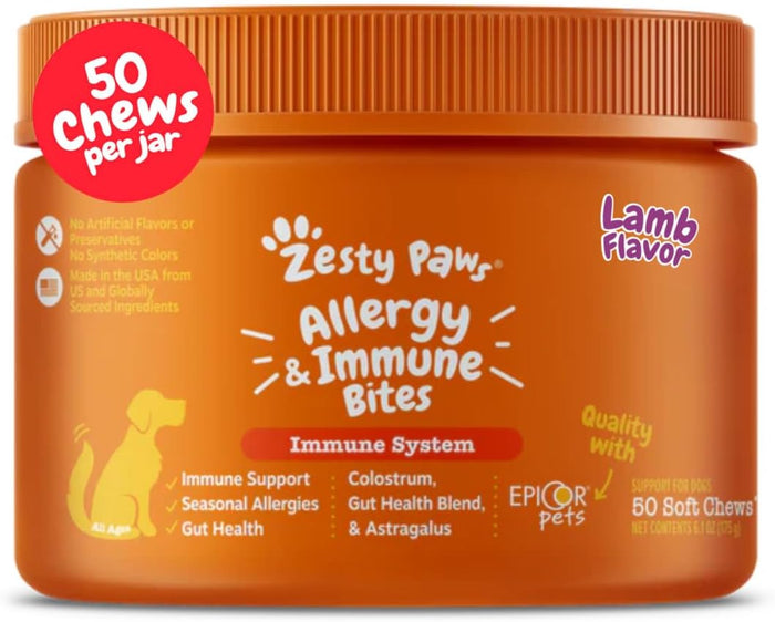 Zesty Paws Dog Allergy Relief- Dog Itching Skin Relief- Dog Probiotics for Itchy Skin and Itchy Ears- Dog Allergy Paw Relief- Dog Allergy Chews- Dog Itch Relief - Dog Skin Allergy Relief - PB - 90ct