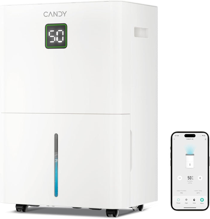 Candy 2000 Sq.Ft Dehumidifiers for Home, 34 Pints Portable Dehumidifier With Continuous/Auto Mode,0.66 Gal Tank, for Bedroom,Bathroom,Basement, Smart Control with Drian Hose Included