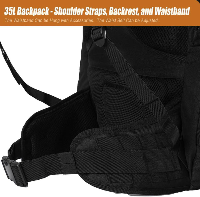 Tactical Backpack for Men, Military Backpack for Hiking, Motorcycle Backpack (black), 35L
