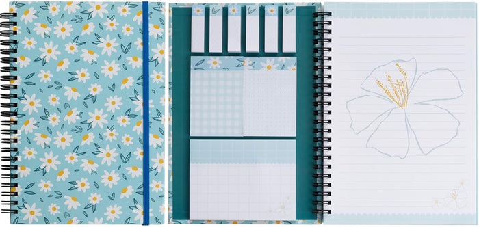 A5 Spiral Sticky Notebook,with 9 pads of decorated sticky notes and a handy notebook,Note Pads Teacher Appreciation Gift Writing Memo Pads School Office Supplies and Daily Life Organization (Chloris)