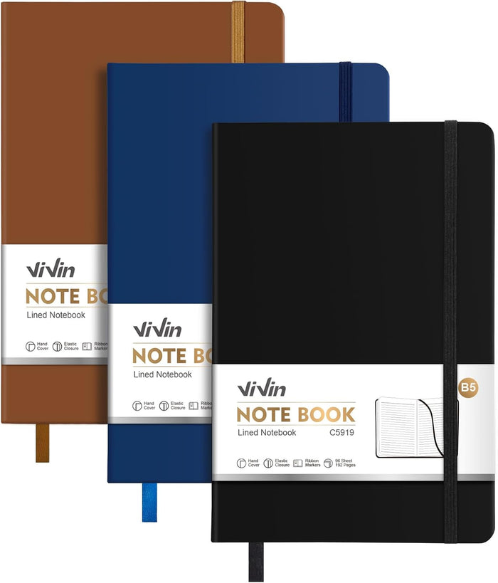 ViVin A4 College Ruled Notebook for Work, 8.5" x 11" Leather Hardcover Journal,192 Pages Professional Lined Notebook for Office & Business