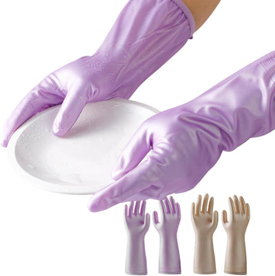 2-4Pairs Household Glove Waterproof durable Gloves for Kitchen,Reusable Cleaning Dishwashing Gloves Flocked with Cotton Liner