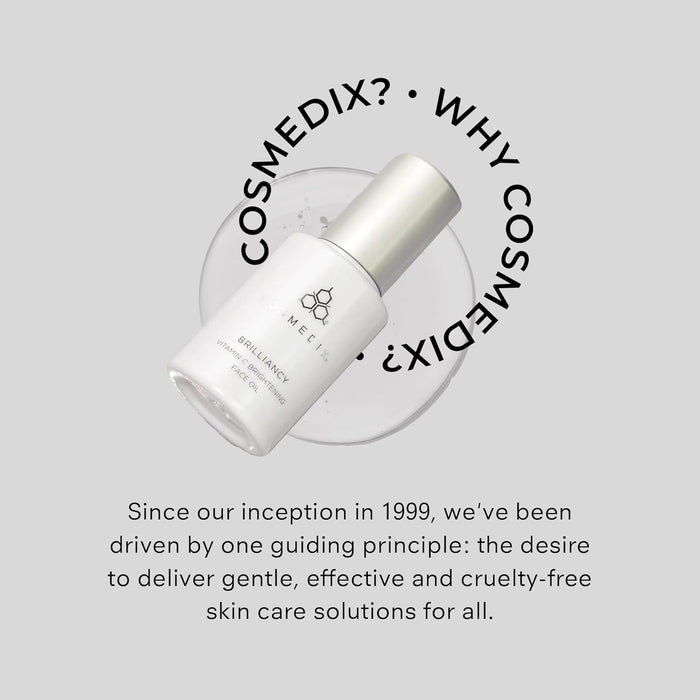 COSMEDIX Brilliancy Vitamin C Brightening Face Oil for Women & Men - Hydrating Facial Oil for Dark Spots & Uneven Skin Tone - Ultra-Nourishing Facial Skin Care Products, Moisturized & Natural Glow
