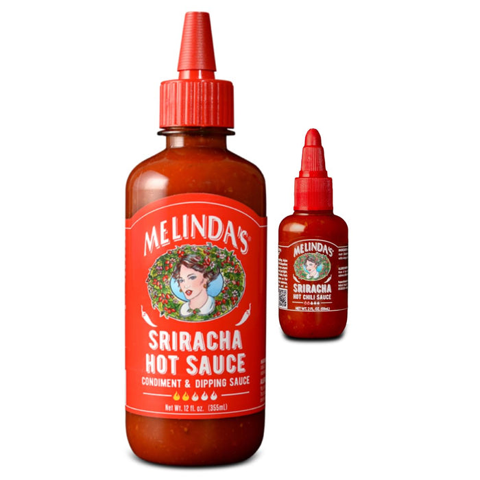 Melinda’s Sriracha Hot Sauce - Classic, Gourmet Sriracha Sauce Made with Fermented Red Jalapeños & Garlic - Keto, Vegan, Non-GMO and Gluten Free Hot Sauce - 12oz, 3-Pack