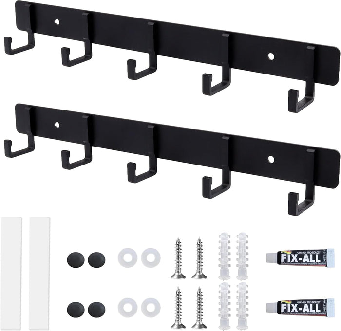 2 Pack Key Holder for Wall,Key Hooks with 5 Hooks Strong Adhesive Key Rack Holder Wall Mount,No Drilling Required,for Corridor, Office Renters RVs Garage Locker Dorms Decorations