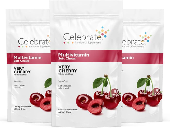 Celebrate Vitamins Bariatric Multivitamin Soft Chews - Essential Vitamins & Minerals, Sugar & Gluten Free - Gastric Bypass & Sleeve Gastrectomy Supplement - Berry (60ct)
