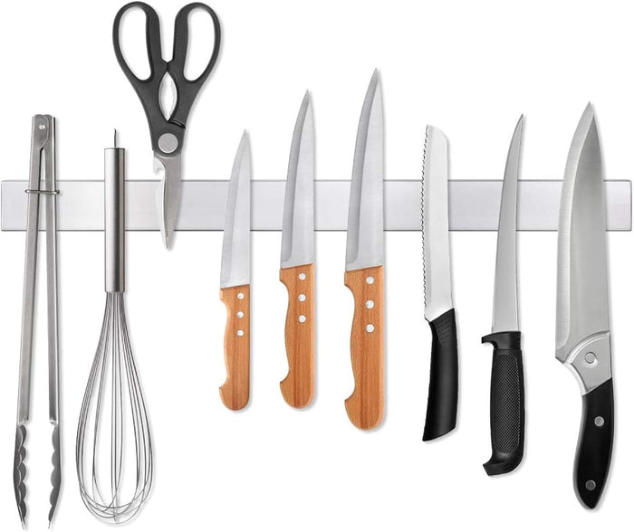 Ninonly 12 Inch Magnetic Knife Strip, Premium Stainless Steel Wall Mounted Kitchen Knives Bar,Space-Saving Powerful No Drilling Magnetic Knife Rack for Home Kitchen Utensil Holder & Tool Holder