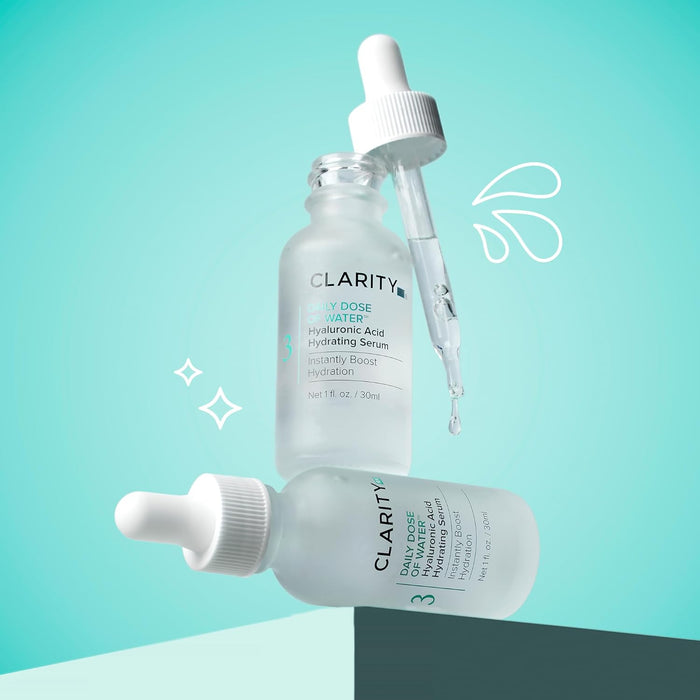 ClarityRx Daily Dose of Water Hyaluronic Acid Serum for Face, Daily Anti Aging Hydrating Serum Treatment for Dry, Dull Skin, Natural & Plant Based