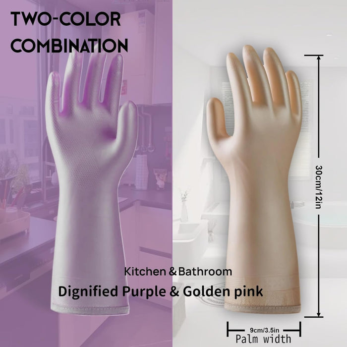 2-4Pairs Household Glove Waterproof durable Gloves for Kitchen,Reusable Cleaning Dishwashing Gloves Flocked with Cotton Liner