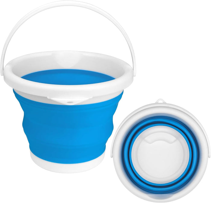 Collapsible Bucket with Handle 10L(2.6 Gallon), Portable Mop Bucket for Cleaning, Silicone Ice Buckets for Outdoor Camping Fishing Car Washing Household Cleaning Supplies, Large Plastic Wash Basin Tub