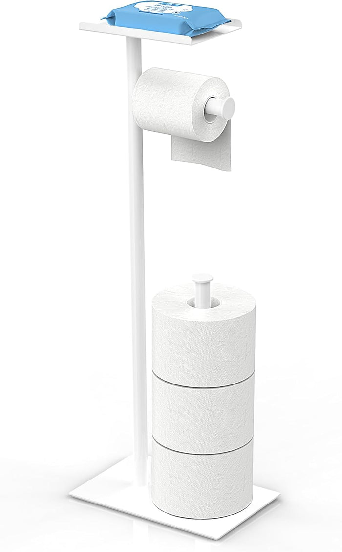 CISILY Black Toilet Paper Holder Stand with Phone Shelf, Bathroom Toliet Decor Decoration. Tissue Roll Free Standing Storage, Rv Accessories, Apartment Restroom Household Home Essentials