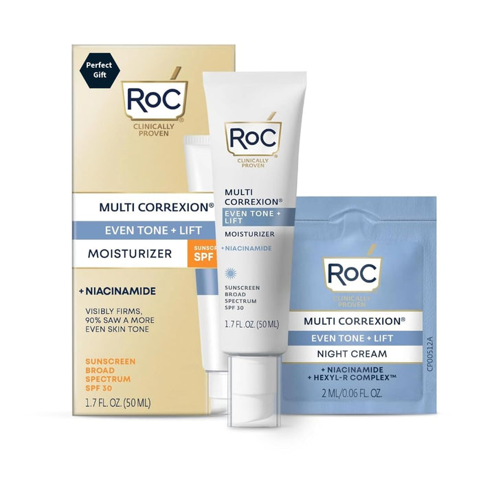 RoC Multi Correxion 5 in 1 Chest Neck Face Moisturizer Face Cream with SPF 30 for Visible Wrinkle and Neck Firming and Tightening, Oil Free Skin Care, 1.7 oz (Packaging May Vary)