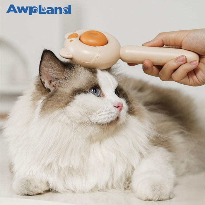 Cat Brush for Short or Long Haired Cats Dogs Rabbits, Cute Dog Brushes with Release Button for Massage and Removes Loose Fur, Dog Hair Brush Pet Grooming Deshedding Comb
