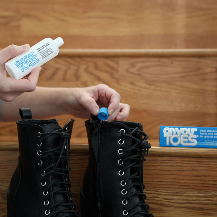 On Your Toes Natural Foot and Shoe Odor Eliminator –Shoe Deodorizer with Body Powder to Neutralize Smelly Odors – Long-Lasting, Fast-Acting Foot Powder for Kids and Adults (4 Pack)