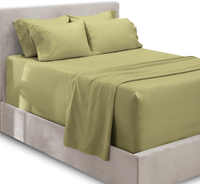Hearth & Harbor Luxury Soft 6 Piece Bed Sheet Set Extra Deep Pocket Fitted Sheets Fits Mattress up to 21", Double Brushed Bedding, Queen, Teal