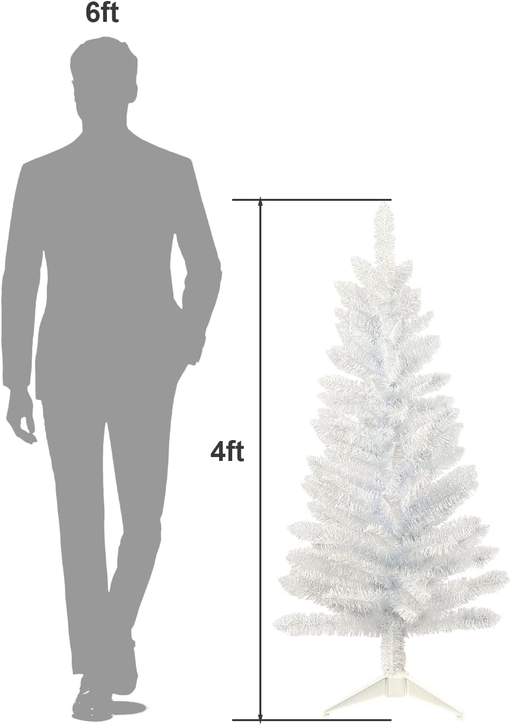 Kadunmina 4FT Artificial Christmas Tree with Stand Small White Lighted Xmas Tree 122 Branch Tips for Indoor