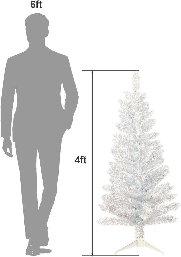 Kadunmina 4FT Artificial Christmas Tree with Stand Small White Lighted Xmas Tree 122 Branch Tips for Indoor