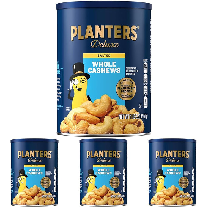 PLANTERS Deluxe Lightly Salted Cashews, Party Snacks, Plant-Based Protein, Quick Snack for Adults, After School Snack, Flavored with Sea Salt, Kosher, 1lb 2.25oz