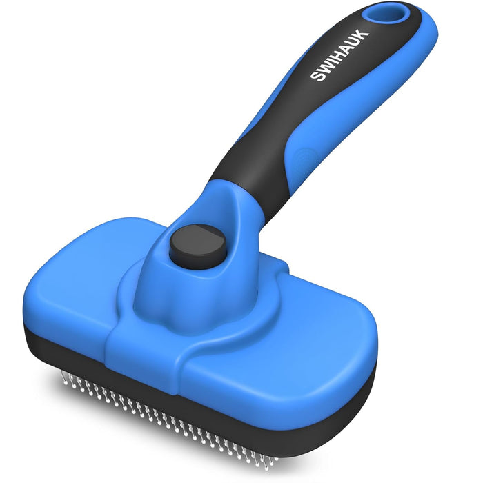 Swihauk Self Cleaning Slicker Brush - Skin Friendly Deshedding Grooming Tool for Dogs & Cats, Suitable for Shedding & Haired Pets, with Pet Supplies Accessories, Green