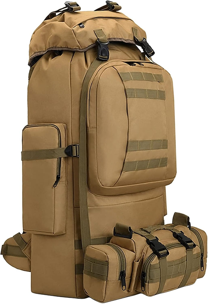 100L Camping Hiking Backpack,Molle military Tactical rucksack backpack,Waterproof Lightweight Hiking Backpack (Woodland Camo-C)