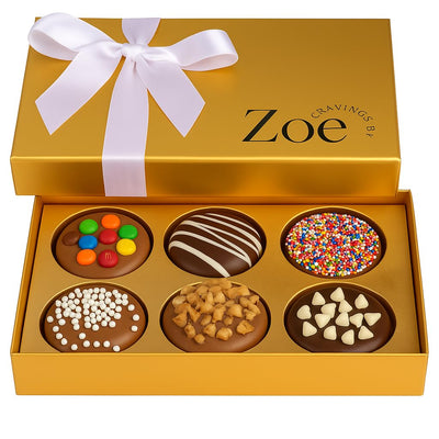 CRAVINGS BY ZOE Gourmet Chocolate Covered Cookies Gift Basket | 6 Count | Kosher Milk & Dark Belgian Chocolate Gourmet Food Gift Box | Birthday, Thank You, Candy Gifting Men Women Him Her Mom