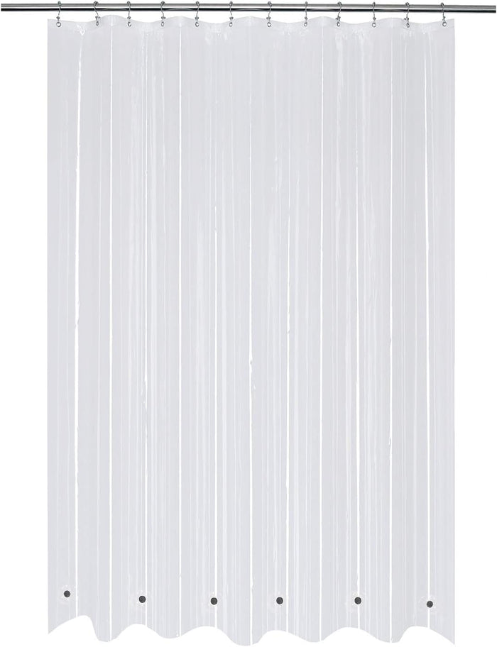 Mrs Awesome Clear Shower Curtain Liner with 3 Magnets, 72x72 Premium Flexible Sturdy Plastic Shower Curtain for Bathroom Lightweight, Waterproof, Clear