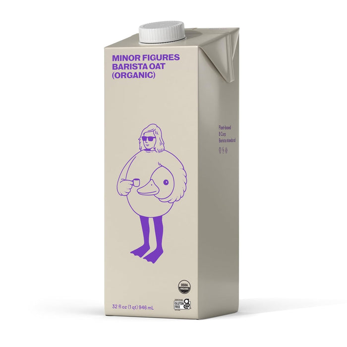 Minor Figures - Oat Milk - Organic - Barista Standard - 32 Oz - 6 Pack - Non Gmo - Plant Based - Vegan - Dairy Free - Shelf Stable - Unsweetened
