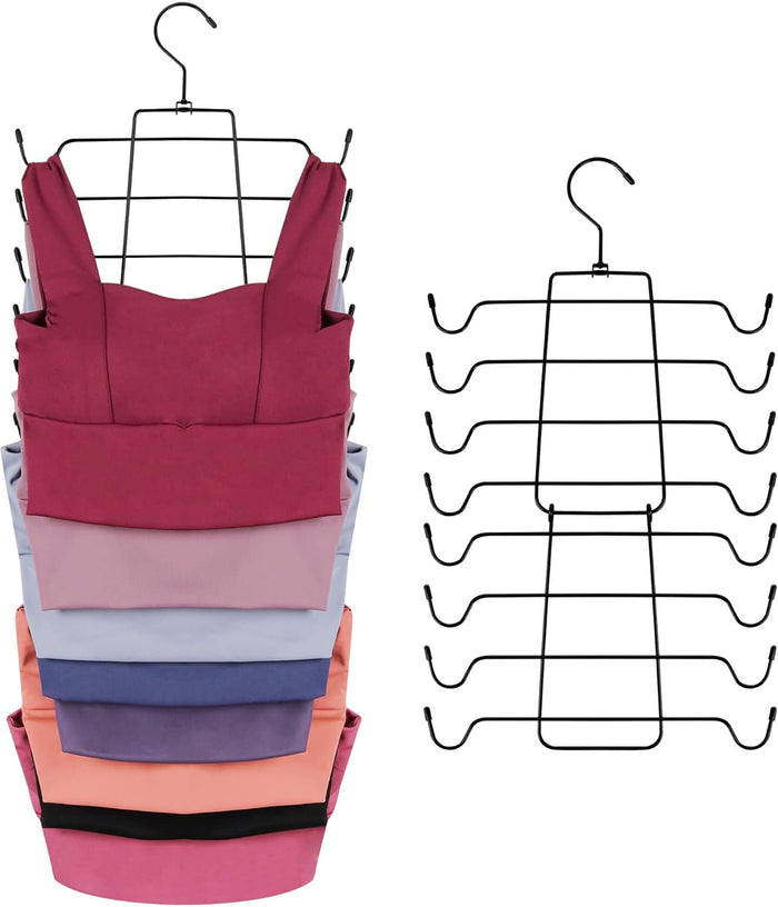 ZEDODIER 2 Pack Tank Top Hanger Space Saving, Bra Hangers for Closet Organizer, Hanging Bra Organizer Tank Tops Holder with 16 Hooks, Metal Closet Organizers and Storage Small Space Solutions, Silver