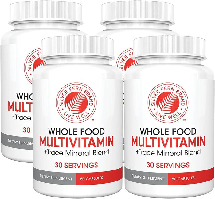 Silver Fern Whole Food Daily Multi Vitamin w/Trace Mineral Blend Supplement - 1 Bottle - 60 Vegicaps - 30 Day Supply - Natural, Non-GMO, Vegan, Men's & Women's Multivitamin - Zero Synthetics