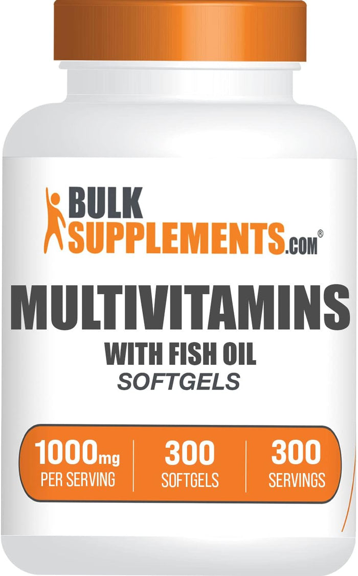BulkSupplements.com Multivitamin Softgels - Daily Multivitamin, Multimineral Supplement, Multivitamin for Adults wit Fish Oil - Gluten Free, 1 Softgel per Serving, 300 Count (Pack of 1)