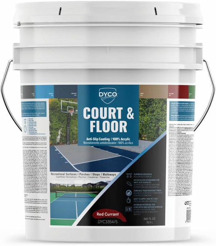 DYCO Court & Floor Anti-Slip Coating - Slip-Resistant Pavement, Cement & Concrete Paint for Pickleball, Tennis & Basketball Courts, Exceeds ADA Standards for Safety Areas (Desert, 5 Gallons)
