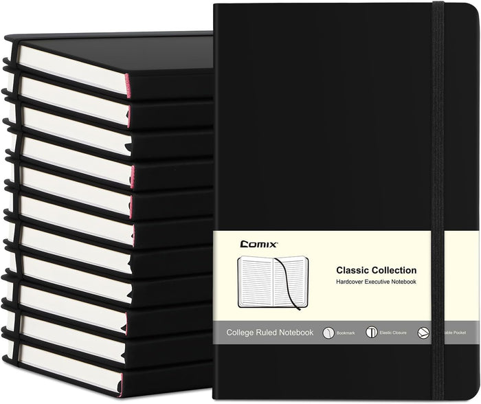 COMIX 24 Pack Lined Journal Notebooks for Work, 240 Pages, Medium 5.5" x 8.3", A5 Size, Hardcover Journaling Notebooks for Business School Office, Notebooks for Notes-Taking Writing