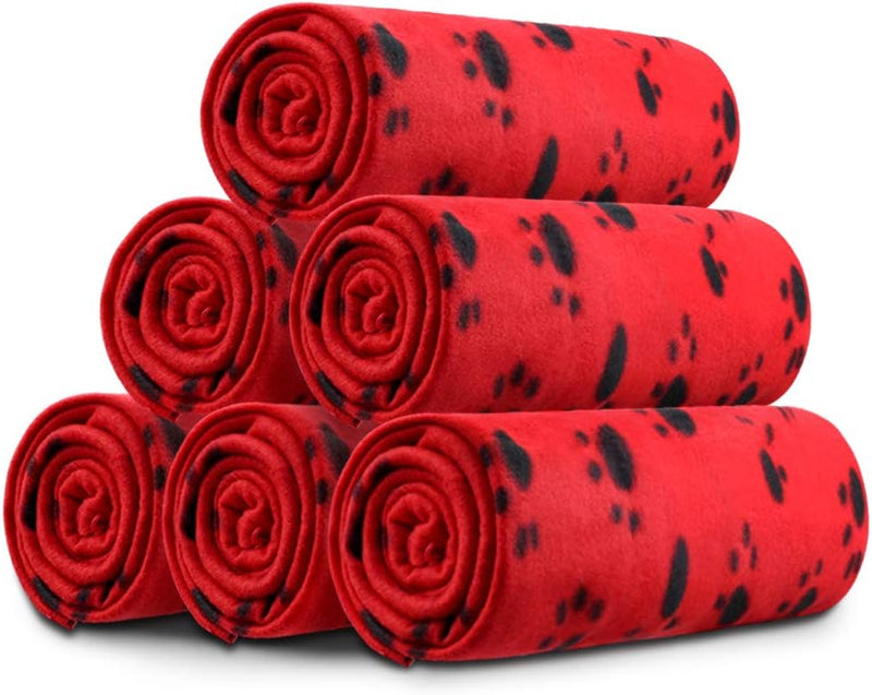 Comsmart Dog Blankets for Small Dogs, 6 Pack Puppy Blanket Cute Paw Print Pet Blanket for Dog, Puppy, Cat, Kitten, 24x28 inches