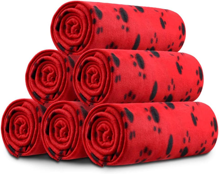 Comsmart Dog Blankets for Small Dogs, 6 Pack Puppy Blanket Cute Paw Print Pet Blanket for Dog, Puppy, Cat, Kitten, 24x28 inches