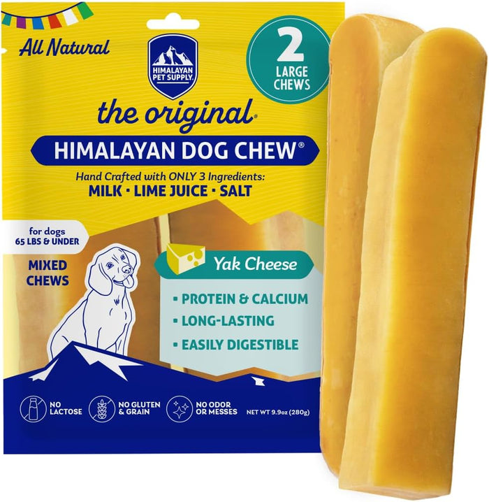 Himalayan Dog Chew Original Yak Cheese Dog Chew, 3 XL/Large Sticks, 3.3 oz, Gluten Free, Healthy Dog Treats, Grain & Lactose Free 100% Natural, Long Lasting Chews for Dogs Under 65 lbs