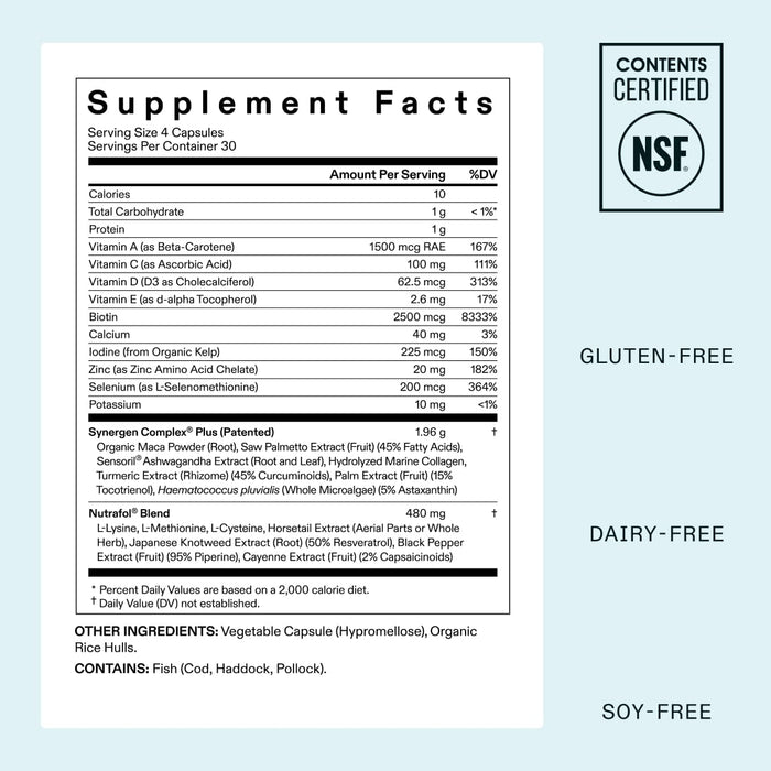 Nutrafol Women's Balance Hair Growth Supplements, Ages 45 and Up, Clinically Proven for Visibly Thicker Hair and Scalp Coverage, Dermatologist Recommended - 1 Month Supply