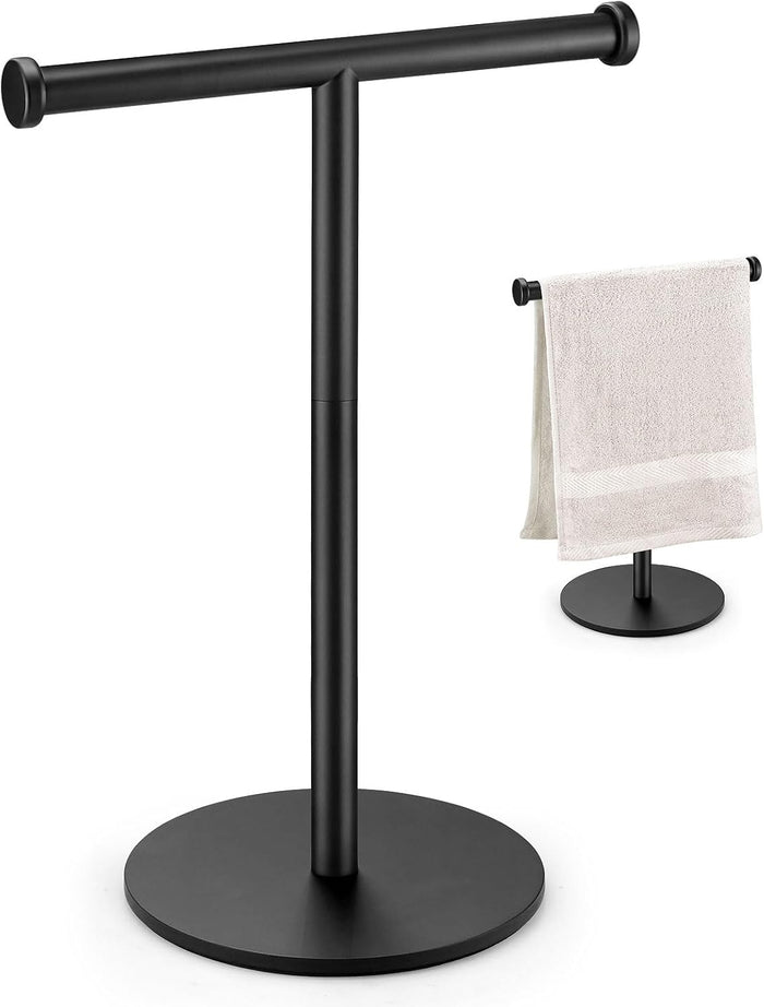 Hand Towel Holder, Matte Black Bathroom Towel Racks, Countertop Towel Stand, T-Shape Towel Holder for Bathroom Kitchen, Size 11" L x 6.7" W x 16.1" H