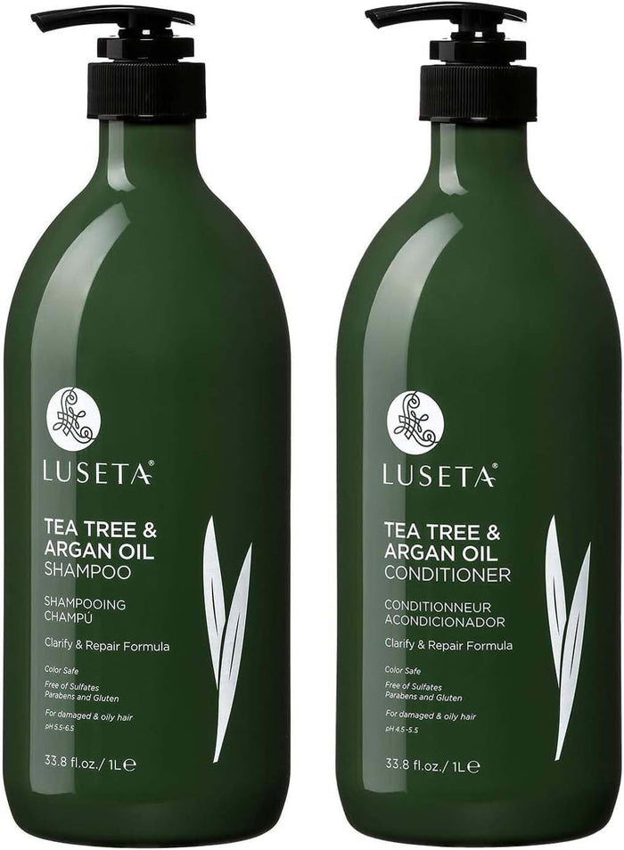 Luseta Blue Shampoo & Conditioner Set - Color Brightening for Brassy and Brunette Treated Hair, Revive Cool Tones, 2x 16.9oz