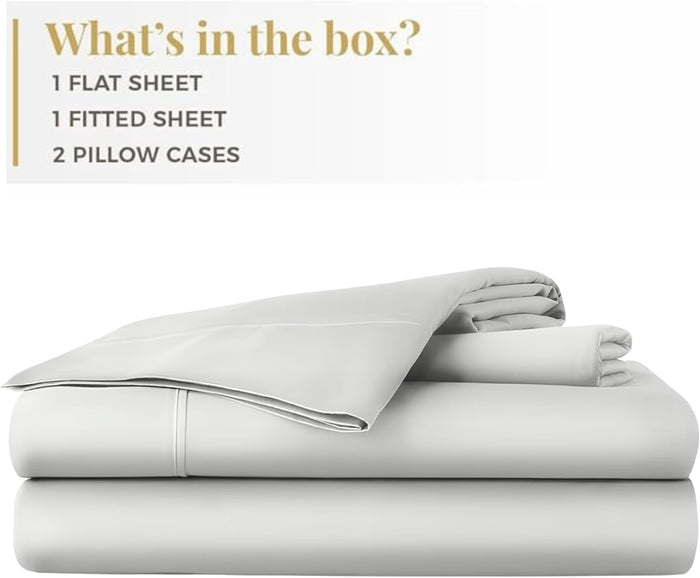 Westbrooke 800 TC Ultrafine Cotton Sheet Set - Full Size Sateen Sheets | 4 Piece Long Staple Cotton Bedding Set with Elasticized 15.5" Deep Pocket - Soft, Breathable Luxury Sheets - Silver