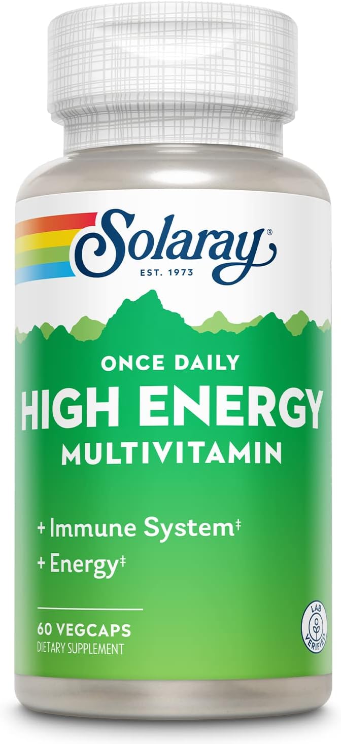 SOLARAY Once Daily High Energy Multivitamin for Women and Men - Energy Supplements - Immune Support w/Vitamin C, A, D and E, Vitamin B Complex, Trace Minerals, 60-Day Guarantee, 200 Serv, 200 VegCaps