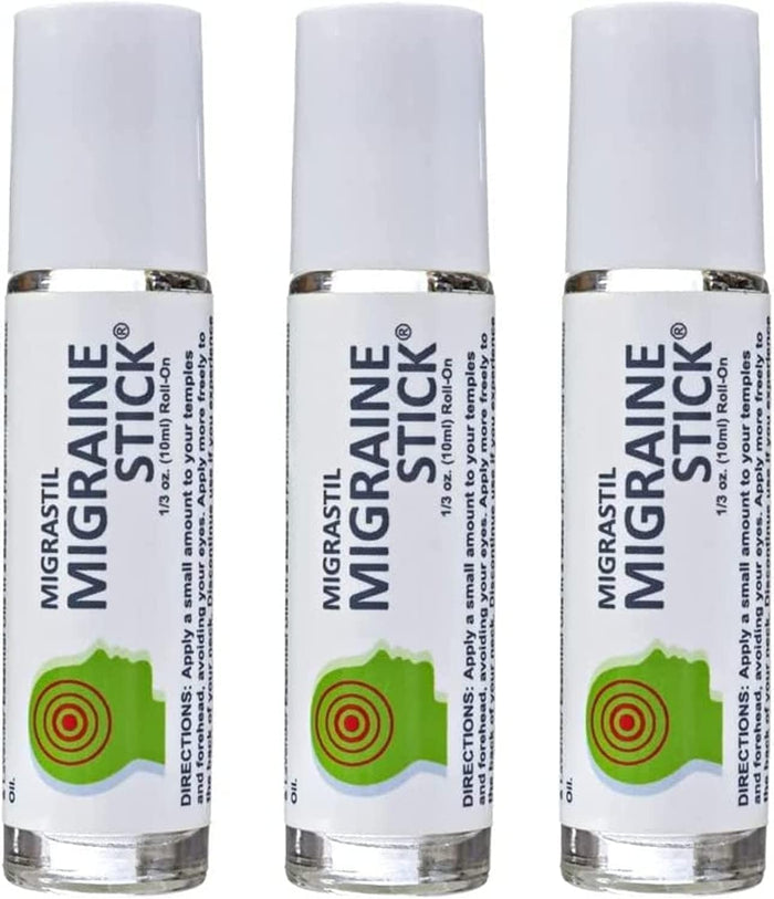 Migrastil Migraine Stick Rollon - Fast Cooling Comfort for Your Head. Aromatherapy with Peppermint & Other Essential Oils. Metal Roller. Made in USA by Basic Vigor