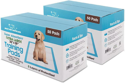 Best Pet Supplies XL Puppy Pads 100 Count - Super Absorbent Dog Training Pads, Quick-Dry, Odor Control, Disposable Pee Pads, Leak-Proof Wee Wee Pads for Indoor Dogs – Baby Blue XL, 100 Pack
