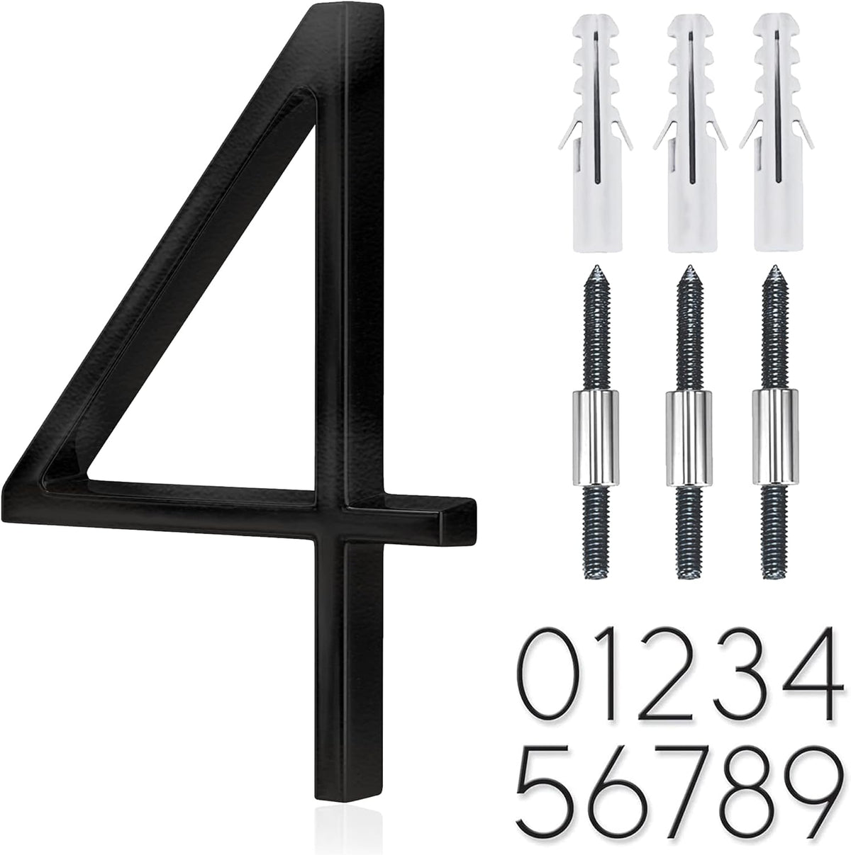 5" Stainless Steel Floating House Number, Metal Modern House Numbers, Mailbox Decor Number with Nail Kit, Coated Black, 911 Visibility Signage (6) or (9)