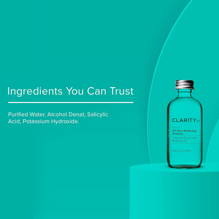 ClarityRx Fix It 2% Pore Perfecting Solution with Salicylic Acid for Acne-Prone & Oily Skin, Natural and Plant Based