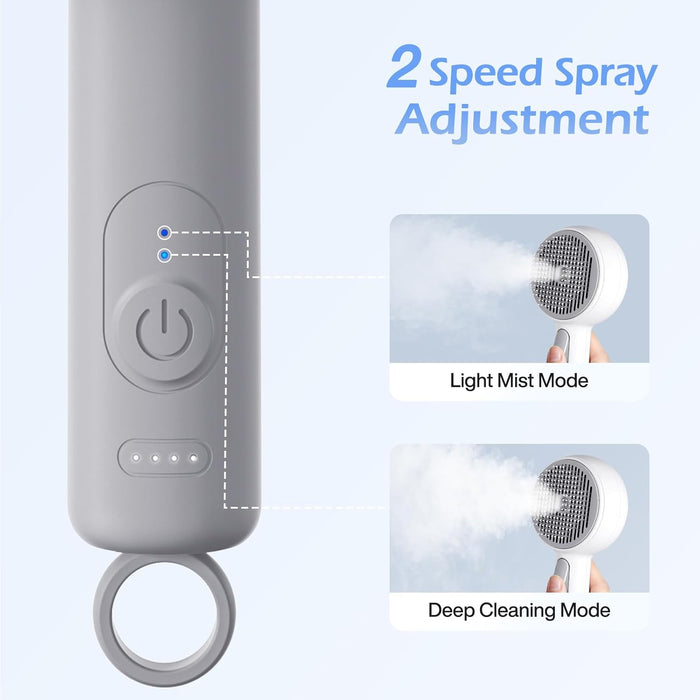 Pet Steam Brush, 3-in-1 Spray Grooming Brush USB Rechargeable, IPX7 Waterproof Deshedding Comb with Self-Cleaning & 2 Speeds for Cats and Dogs with Long Short Hair Cat Brush