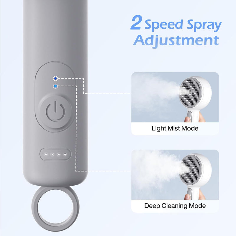 Pet Steam Brush, 3-in-1 Spray Grooming Brush USB Rechargeable, IPX7 Waterproof Deshedding Comb with Self-Cleaning & 2 Speeds for Cats and Dogs with Long Short Hair Cat Brush