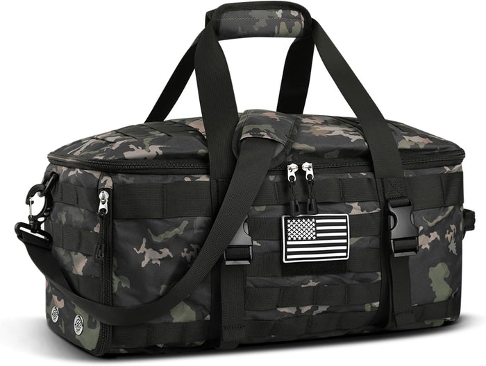 ETRONIK Gym Bags for Men Women, Tactical Duffle Bag Backpack with Shoe Compartment, 3 in 1 Carry on Travel Backpack with Wet Pocket, Weekender Overnight Range Bag for Workout Football Gym, Black