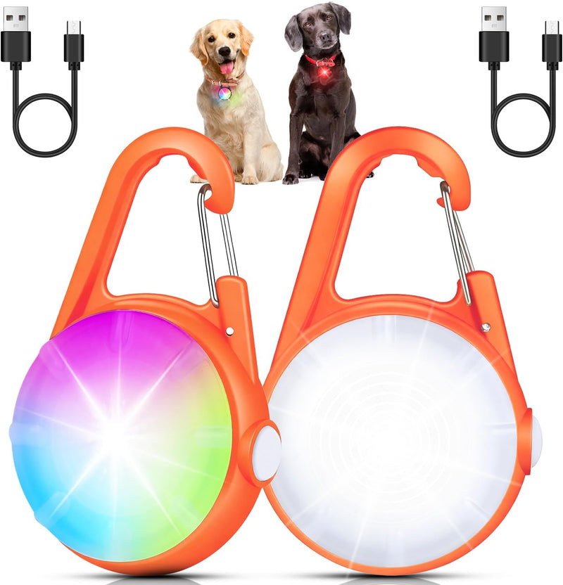 2 Pack Dog Collar Light, Rechargeable Dog Lights for Night Walking Clip On, 4 Modes Waterproof LED Collar Charm for Nighttime Running, Cycling, Pet Camping Essentials (Black)